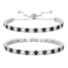 Pulseira Tennis Ajustável com Tira de Puxar, Fileira Única Completa de Zircônias Redondas de 4mm, Joia de Prata Moda Europeia e Americana, Atacado