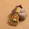 Chaveiro de Metal Banhado a Ouro Cabacinho da Paz Estilo Chinês Pingente de Chave Unissex Corrente de Telefone Gato da Sorte Presente