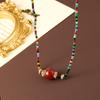 Collar de Cristal con Perlas Estilo Vacaciones de Lujo Ligero Color Dopamina Cadena para Clavícula de Verano para Mujer Joyería
