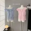 Top absolutamente deslumbrante, pequeño, ágil, genial, suave, con capas, fruncido, de hombros descubiertos