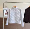 Jaqueta acolchoada slim fit à prova de vento e quente estilo LU para outono e inverno, com gola alta, feita de mistura de lã e algodão, e um novo design para mulheres