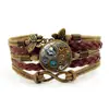 Pulsera de Engranajes Mecánicos Steampunk con Gema del Tiempo Símbolo Infinito Mariposa Marrón Pulsera Tejida Multicapa Venta al por Mayor