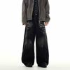 Pantalones Casuales Relajados Vintage Tendencia Diseño de Nicho Americano Patrón de Rayos Jeans de Pierna Ancha para Hombres y Mujeres
