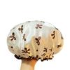 Gorro de ducha grande para mujer impermeable gorro de ducha doble capa gorro de ducha con anillo para el cabello cabello largo y grueso elástico reutilizable