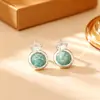 Pendientes Brillantes de Circonita, Amazonita y Arenisca Azul, Simples y de Moda, de Gama Alta, Compactos y Versátiles, Accesorios de Moda