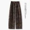 Pantalones de Satén de Seda Helada para Verano 2026 Estampado de Leopardo Retro de Cintura Alta Pierna Ancha para Mujer Caída Adelgazantes Casuales Pantalones Largos Versátiles Finos