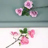 3 Flores Artificiais de Magnólia de Chá para Decoração de Café, Flores de Seda para Cenários Populares de Fotos, Flores Artificiais para Arranjo de Mesa de Jantar em Casa