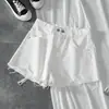 Shorts de Mezclilla para Chica Popular Verano Nuevo Mujer Cintura Alta Adelgazantes Rasgados Pierna Ancha Sueltos Combinan con Todo Flecos Línea A Pantalones Cortos Calientes Modernos