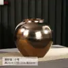 Jingdezhen Tuhu Jarrón de Cerámica Dorado Mate Flores Secas Flores Adornos Florales Retro Juego de Tres Piezas