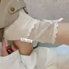 Meias novas de verão com laço, meias de cano médio com bordas plissadas de camada dupla, meias da moda estilo JK, meias longas com renda japonesa emendada