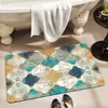 Tapete de Chão Listrado Boêmio Retrô para Porta de Entrada, Capacho Antiderrapante e Resistente a Manchas para Quarto e Sala de Estar, Tapete Absorvente de Água Estilo Étnico