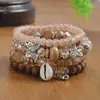 Pulsera de Hilo Bohemio Étnico Multicapa con Cuentas Corazón de Cristal para Mujer, Joyería de Mano Personalizada al por Mayor