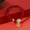 Pulsera de imitación de cinabrio con punto pulido, pulsera con colgante de la suerte, pulsera para hombres y mujeres, este regalo de alto nivel para amantes, venta al por mayor para enviar a su novia