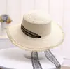 Chapéu de Verão Yunxin Estilo Coreano com Aba Larga, Proteção Solar, Chapéu de Palha com Forro de Pelo, Renda Monocromática, Respirável, Chapéu de Praia para Proteção Solar para Mulheres