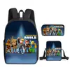 Mochila Escolar Roblox Estudante Transfronteiriça Estilo Coreano para Alunos do Ensino Fundamental e Médio Mochila da Moda Estilo Ins Conjunto de Três Peças