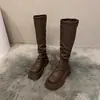 Botas para Mujer 2025 Nuevo Estilo Pequeñas de Suela Gruesa Botas Largas Otoño Altas Hasta la Rodilla Botas de Montar Por Encima de la Rodilla Media Pantorrilla Botas Ajustadas