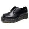 Zapatos de Cuero Gruesos de 3 Ojales 1461 para Mujer, Botines Casuales de Cuero Genuino Estilo Británico, Puntera Cuadrada, Plataforma de Tacón Medio para Estudiantes