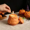 Caixa de Armazenamento de Abóbora Engraçada 3D Molde de Silicone DIY Halloween Copo de Vela de Abóbora Molde de Pote de Armazenamento Atacado