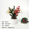 Decoração de Ano Novo para casa, ornamento de planta pequena em vaso com frutas vermelhas, bonsai artificial de frutas da sorte de Natal, vaso de flores decorativo para sala de estar do Festival da Primavera