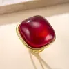 Anillo Transfronterizo de Acero de Titanio Europeo y Americano, Anillo con Gema Cuadrada Prensada en Aceite, Anillo Sencillo y de Lujo para el Dedo Índice, Joyería de Acero Inoxidable