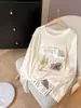 Camiseta de Manga Larga con Estampado Pintado a Mano Little C para Mujer, Nueva de Verano 2026, Delgada, Estilo Coreano, Corte Relajado, Top Cover-Up Protector Solar