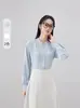 Otoño e Invierno 2025 Ropa Formal Profesional Traje para Entrevista de Examen de Servicio Civil y Calificación Docente Camisa de Manga Larga Rosa con Lazo para Mujer