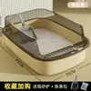 Bandeja de arena para gatos semi-cerrada extragrande con valla alta engrosada, inodoro para gatos anti-salpicaduras, suministros para mascotas gatos