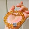 Pulseira de Prata de Lei 925 10-11mm Cristal Amarelo Vítreo Natural de Alta Qualidade