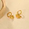 Nuevos Pendientes Transfronterizos con Diseño de Corazón Floral, Clips para Orejas Rayados en Relieve, Clips para Orejas de Acero Inoxidable Chapado en Oro de 18K