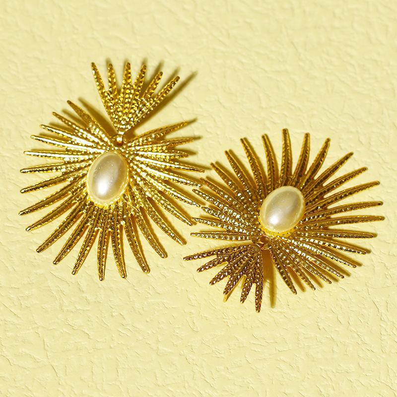 修4扇形叶子椭圆珍珠爱心造型耳钉