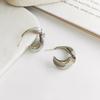 Aretes de Aguja de Plata S925 Europeos y Americanos Geométricos de Personalidad en Forma de C con Textura Torcida Temperamento Minimalista Versátiles