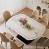 Tapete de mesa redondo dobrável de couro vintage de luxo, tapete de mesa de jantar oval, tapete de mesa de sala de estar, toalha de mesa à prova d'água e à prova de óleo, personalizável