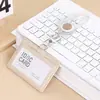 Porta Tarjeta de Identificación de Cuero Sintético con Hebilla Transparente Retráctil de Fácil Extracción y Mosquetón, Porta Credencial Portátil para el Lugar de Trabajo, Imprimible