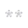 Pendientes de botón de flor con diamantes completos, plata de ley S925 chapada en oro de 18 quilates, estilo japonés, de alta gama, exquisitos, versátiles, pequeños pendientes de flor para el día a día