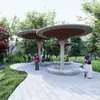 Gran Cenador con Forma de Paraguas de Acero Inoxidable, Pabellón Hongo de Parque, Estructura de Pabellón Nube Pétalo, Escultura de Árbol Paisajística
