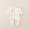 Estilo Otoñal (Doble Capa) Mameluco de niña de lunares negros con espalda cerrada Ropa para bebé infantil niños