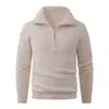 Suéter de punto cálido de manga larga para hombre, color liso, ajuste holgado, estilo europeo y americano, simple y casual, adecuado para otoño e invierno