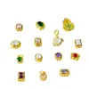 Accesorios de Joyería DIY de Cubos de Azúcar Coloridos, Estilo Antiguo Oro Arena Incrustado con Circonita, Agujero Pasante Cobre Dorado Chapado Diseños Geométricos, Múltiples Opciones Disponibles