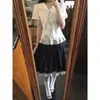En StockRegalo de NieveConjunto de Uniforme Escolar Estilo Japonés con Camisa con Ribete de Encaje Blanco y Falda Plisada