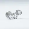 Pendientes de Aleación de Titanio F136 con Circonita Cúbica Redonda 5A Incrustada, Clavos para Hélice Auricular, Joyería para Piercings Corporales