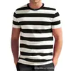 2026 Transfronterizo Amazon Verano Hombres Diseño Delgado Rayas Estampado 3D Transpirable Versátil Cómodo Camiseta de Manga Corta