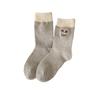 Calcetines Gruesos de Lana para Mujer con Bordado de Dibujos Animados, Calcetines de Rayas de Dibujos Animados Estilo Coreano de Media Pantorrilla para Otoño e Invierno, Versión Coreana en Múltiples Colores