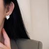 Aretes de Corazón de Diseño Retro para Mujer, Textura Artística, Patrón Martillado, Diseño de Nicho Simple, Aretes en Forma de Corazón, Aretes Ins