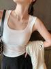 Camisola de Cuello Cuadrado con Copas para Mujer, Verano 2026 Top Blanco sin Mangas de Hombro Ancho que se Puede Usar Afuera