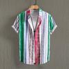 Camisa do Havaí comércio exterior masculino listrado cor listrado masculino manga curta negócios camisa casual verão 2024