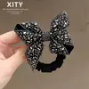 Elástico de Cabelo com Laço de Strass Brilhante de Alta Qualidade, Alta Elasticidade Exquisita para Nuca, Rabo de Cavalo Alto, Coque, Acessório de Corda para Cabelo
