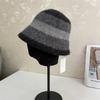 Sombrero de Pescador de Lana con Borde Rizado de Color Contrastante Estilo Japonés para Mujer Otoño e Invierno Elegante Cálido Sombrero Cubeta Todo Fósforo Sombrero de Lana Forrado de Felpa