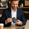 Billetera Corta de Negocios Ultradelgada, Billetera Transfronteriza, Portabilletes de Dólar, Portatarjetas de Amazon, Tarjetero, Billetera para Hombre de Fibra de Carbono para Comercio Exterior