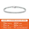 Pulseira de moissanita com incrustação de cobre transfronteiriça, cool e deslumbrante, simples, luxo leve, joia de alta qualidade, pulseira de tênis feminina