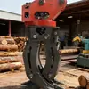 Garra rotativa hidráulica de cilindro duplo para toras, garra de toras de grande abertura, acessório de escavadeira eficiente para carregamento e descarregamento
